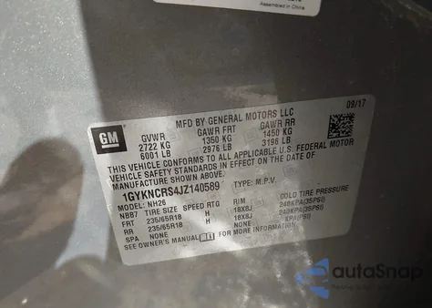 2018 Cadillac Xt5 Luxury z USA, uszkodzony, nr VIN 1GYKNCRS4JZ140589